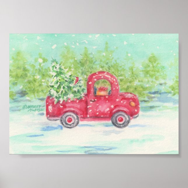 Poster de Camion Rouge de Noël Imprimer (Devant)