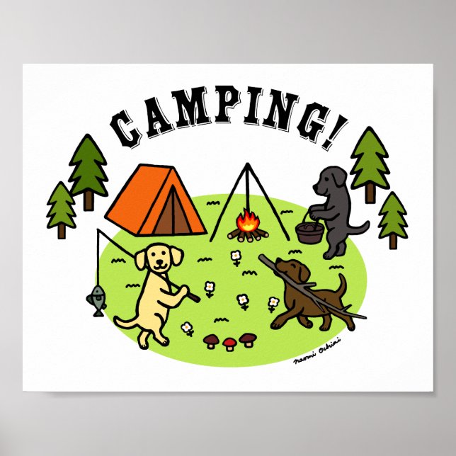 Poster de camping Trois Labradors (Devant)
