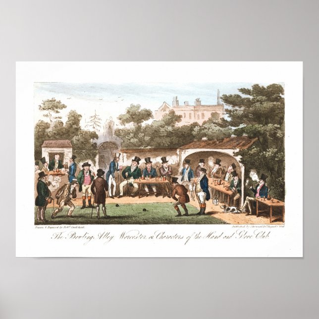 Poster de caricatures primées vintage Bowling (Devant)