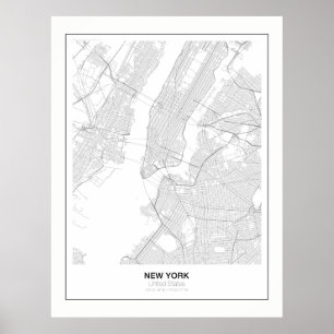 Poster de carte minimaliste de New York avec marge