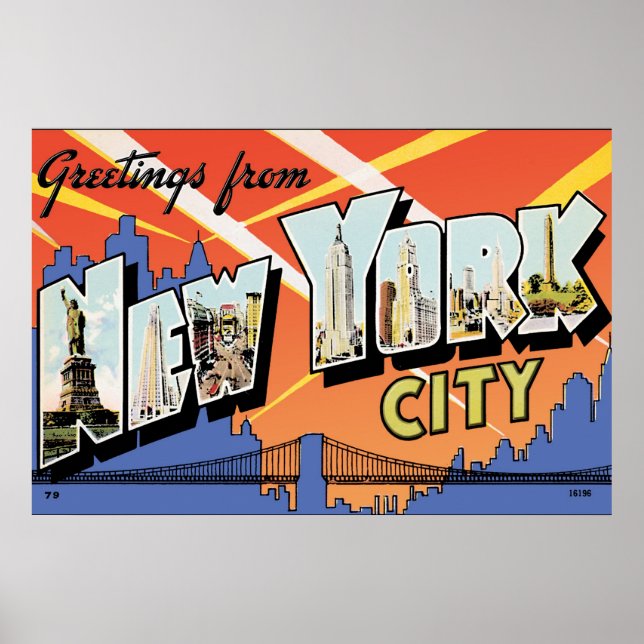 Poster de carte postale Vintage NYC (Devant)