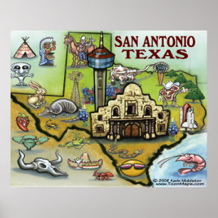 Poster de carte San Antonio TEXAS