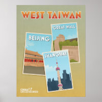 Poster de cartes postales de Taïwan Ouest 18" x 24