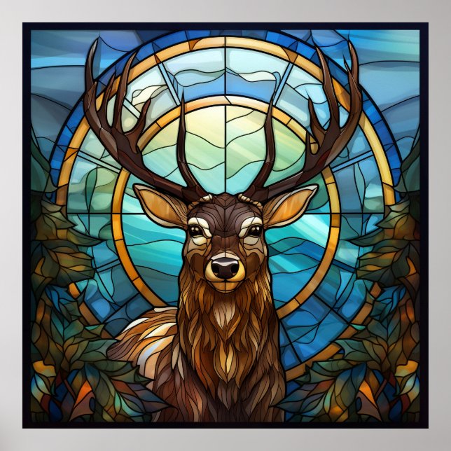 Poster de cerfs en verre (Devant)