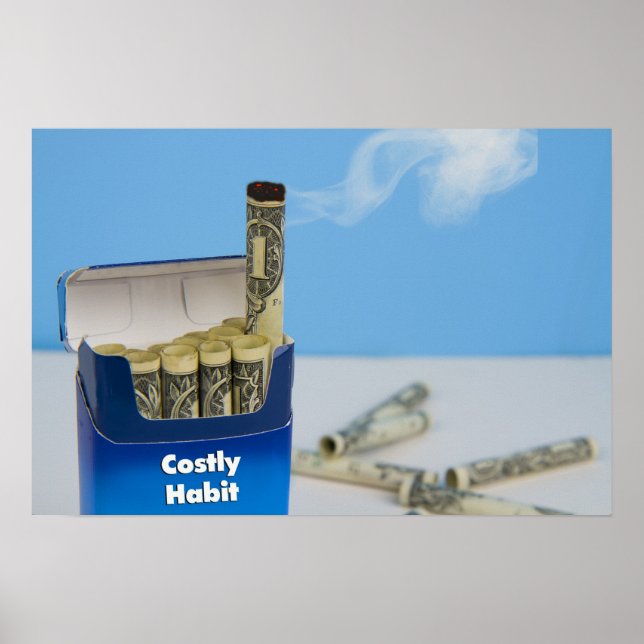 Poster de cesser de fumer - Habit coûteux (Devant)