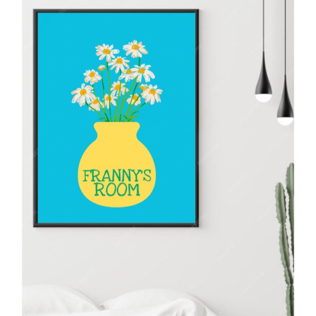 Poster de chambre bleu Vase Fleur Personnalisé (Créateur téléchargé)