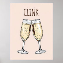 Poster de champagne Clink - Art de fête minimalist