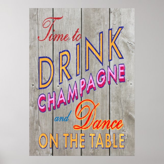 Poster de champagne Rustique pour boire (Devant)