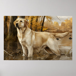 Poster de chasse du Labrador jaune, chasseurs de c