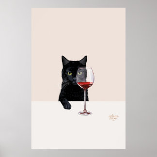 Poster de chat à vin