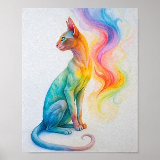 Poster de chat aquarelle (Devant)