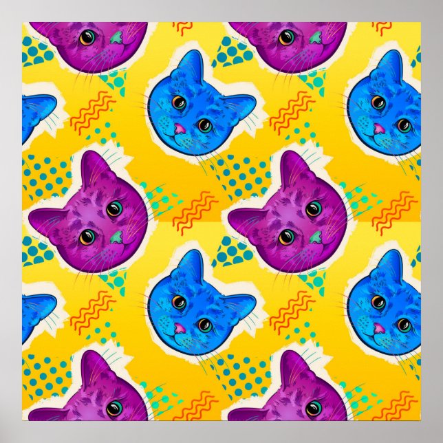 Poster de chat Cute Pop Art (Devant)