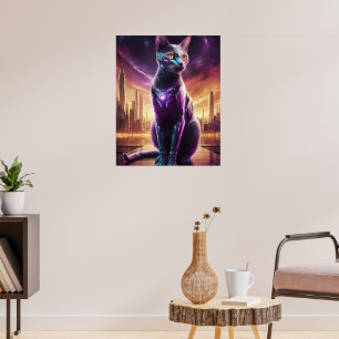 Poster de chat Cyber - Feline Futuriste Sci-Fi