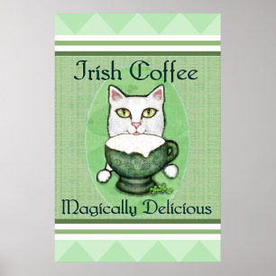 Poster de chat de café irlandais St. Patrick / Imp