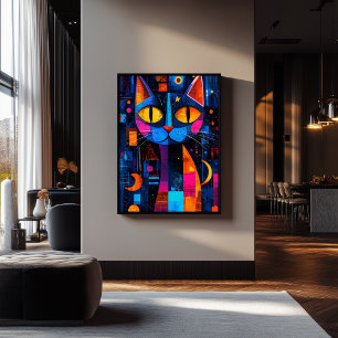 Poster de chat de géométrie expressionniste - Art 