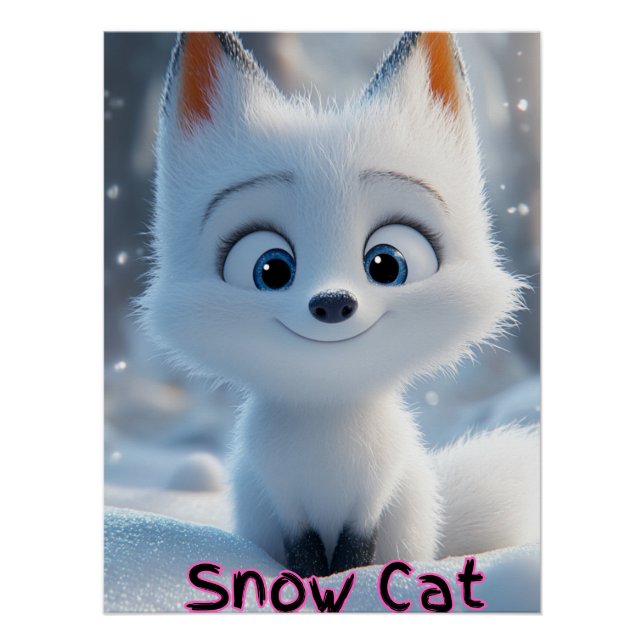 Poster de chat de neige (Devant)