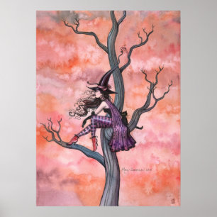 Poster de chat Halloween Witch par Molly Harrison
