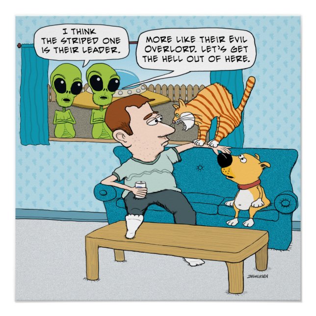 Poster de chat malin drôle (Devant)