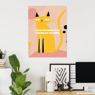 Poster de chat mignon et amusant avec une citation