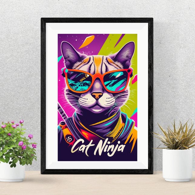 Poster de chat Ninja (RETRO CAT NINJA PRINTABLE)