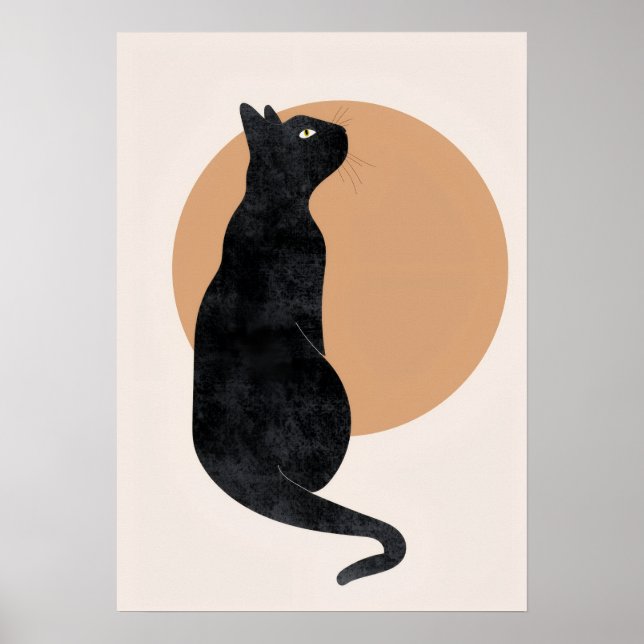 Poster de chat noir et soleil jaune (Devant)