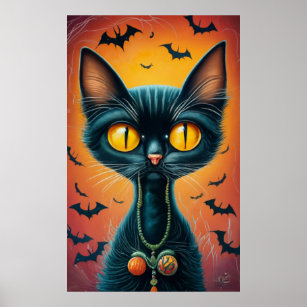 Poster de chat noir Halloween