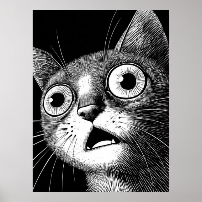 Poster de chat Psycho - Whimssal Retro Art Cool (Devant)
