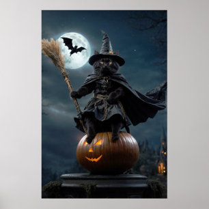 Poster de chat sorcier Halloween