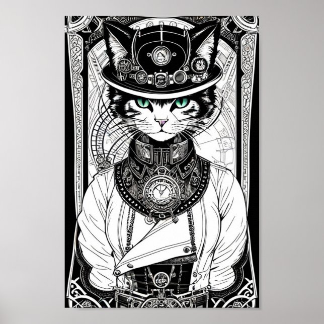 Poster de chat Steampunk (Devant)