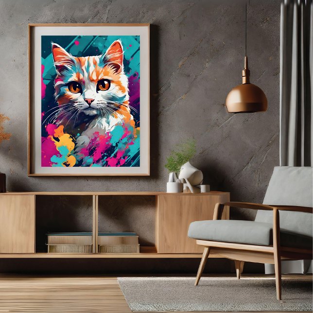 Poster de chat Style Graffiti moderne (Modern Graffiti Style Cat Poster)