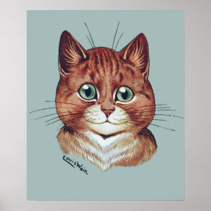 Poster de chat vintage Louis Wain Orange
