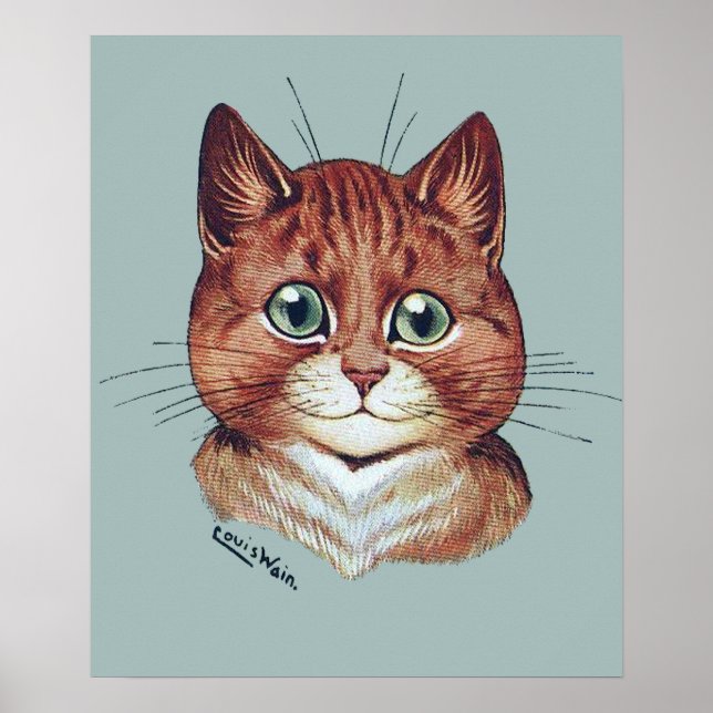 Poster de chat vintage Louis Wain Orange (Devant)
