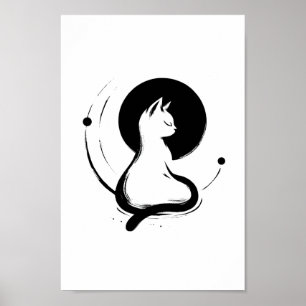 Poster de chat Zen Moonlit