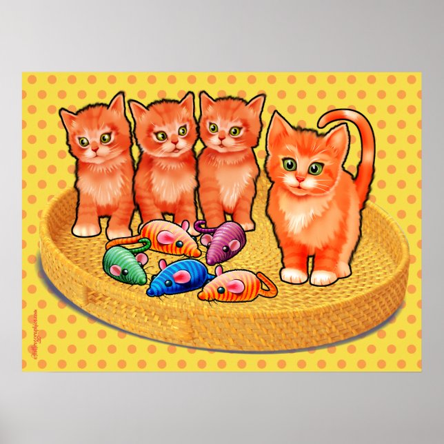 Poster de chatons mignon avec design 4 chatons (Devant)