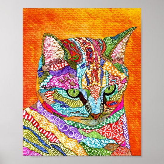 Poster De Chats Abstraits Cuits Et Colores Zazzle Fr