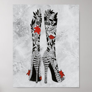 Poster de chaussures de mode Stiletto à talons hau