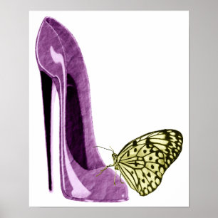 Poster de chaussures et de papillons Lilac Stilett