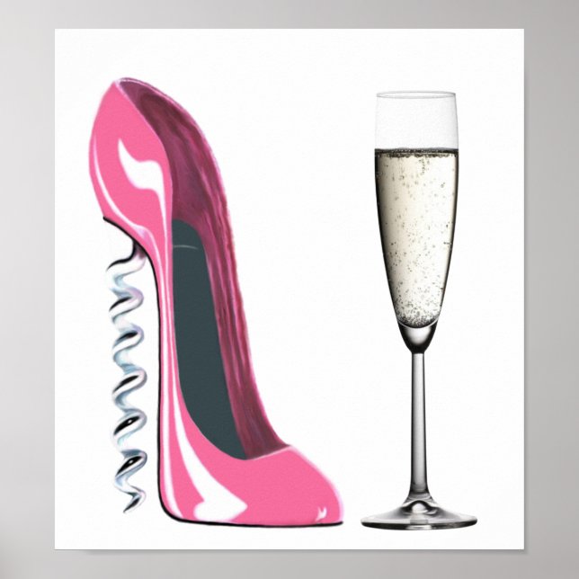 Poster de chaussures et de verre de champagne Stil (Devant)