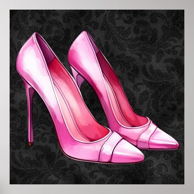 Poster de chaussures talons roses (Devant)