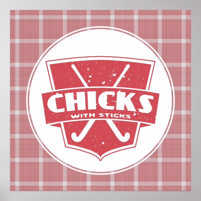 Poster de chicks de hockey sur gazon avec bâtons (Devant)