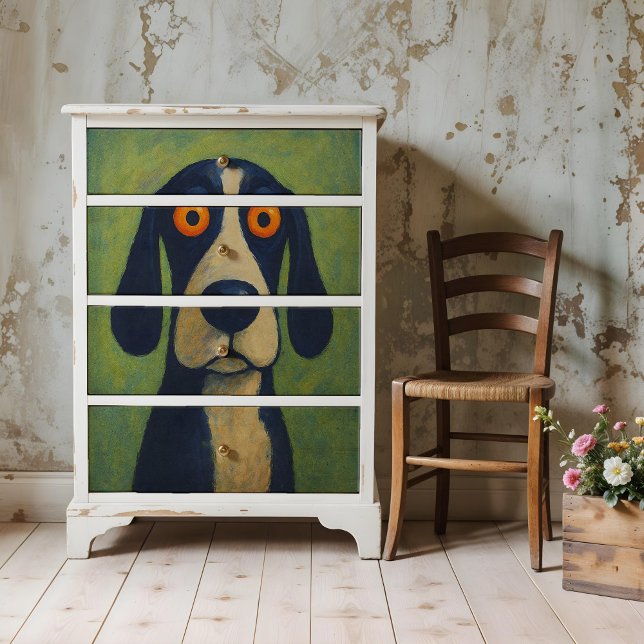 Poster de chien d'art populaire pour découpage ou  (This is a mockup, your poster may be larger/smaller on your decoupage project.)