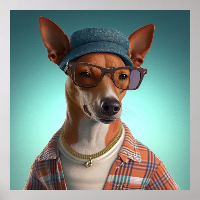 Poster de Chien de Basenji Hipster (Devant)