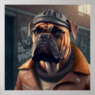 Poster de Chien de Bullmastiff Hipster