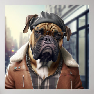 Poster de Chien de Bullmastiff Hipster