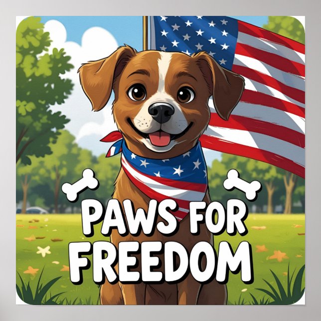 Poster de Chien Festif Paws for Freedom Imprimer (Devant)