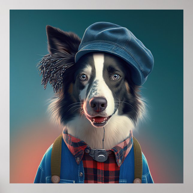 Poster de Chien Hipster Collie (Devant)