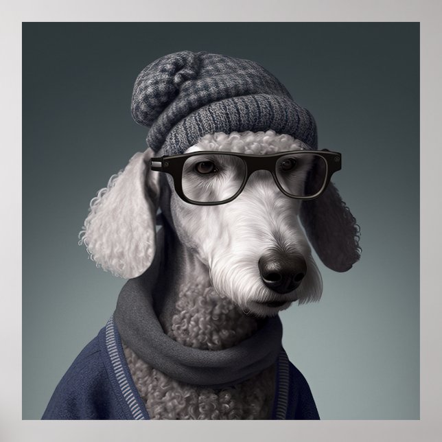 Poster de Chien Hipster de Bedlington Terrier (Devant)
