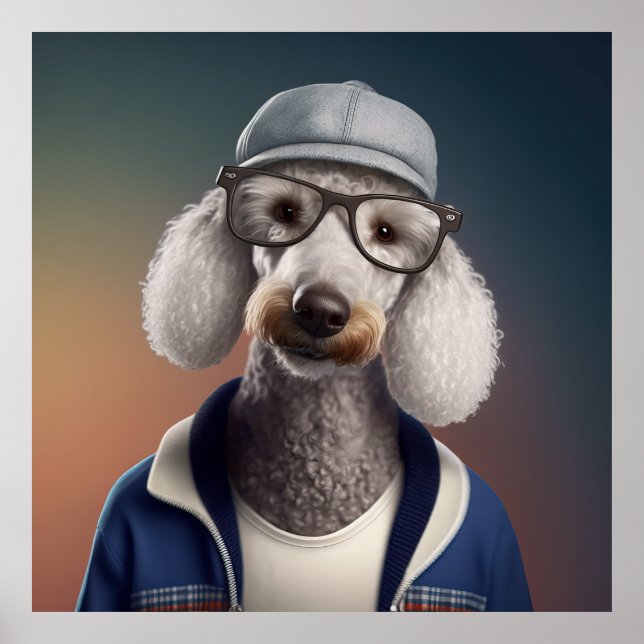 Poster de Chien Hipster de Bedlington Terrier (Devant)