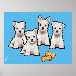 Poster de chiots mignons avec design de 4 chiots