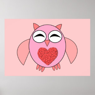 Poster de Chouette Coeur Rose Love